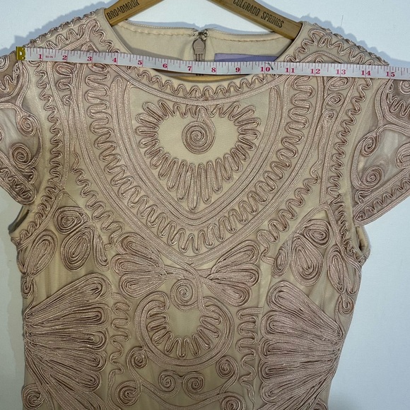 JS Collections Cocktail Dress 2 Light Blush Pink Embroidered Sheer Cap Sleeves - Picture 7 of 13
